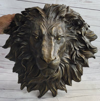 Wall Mounted Lion Head Bust Sculpture Signed Milo 18" x 18"