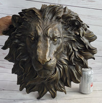 Wall Mounted Lion Head Bust Sculpture Signed Milo 18" x 18"