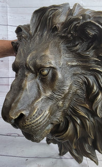 Wall Mounted Lion Head Bust Sculpture Signed Milo 18" x 18"