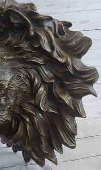 Wall Mounted Lion Head Bust Sculpture Signed Milo 18" x 18"