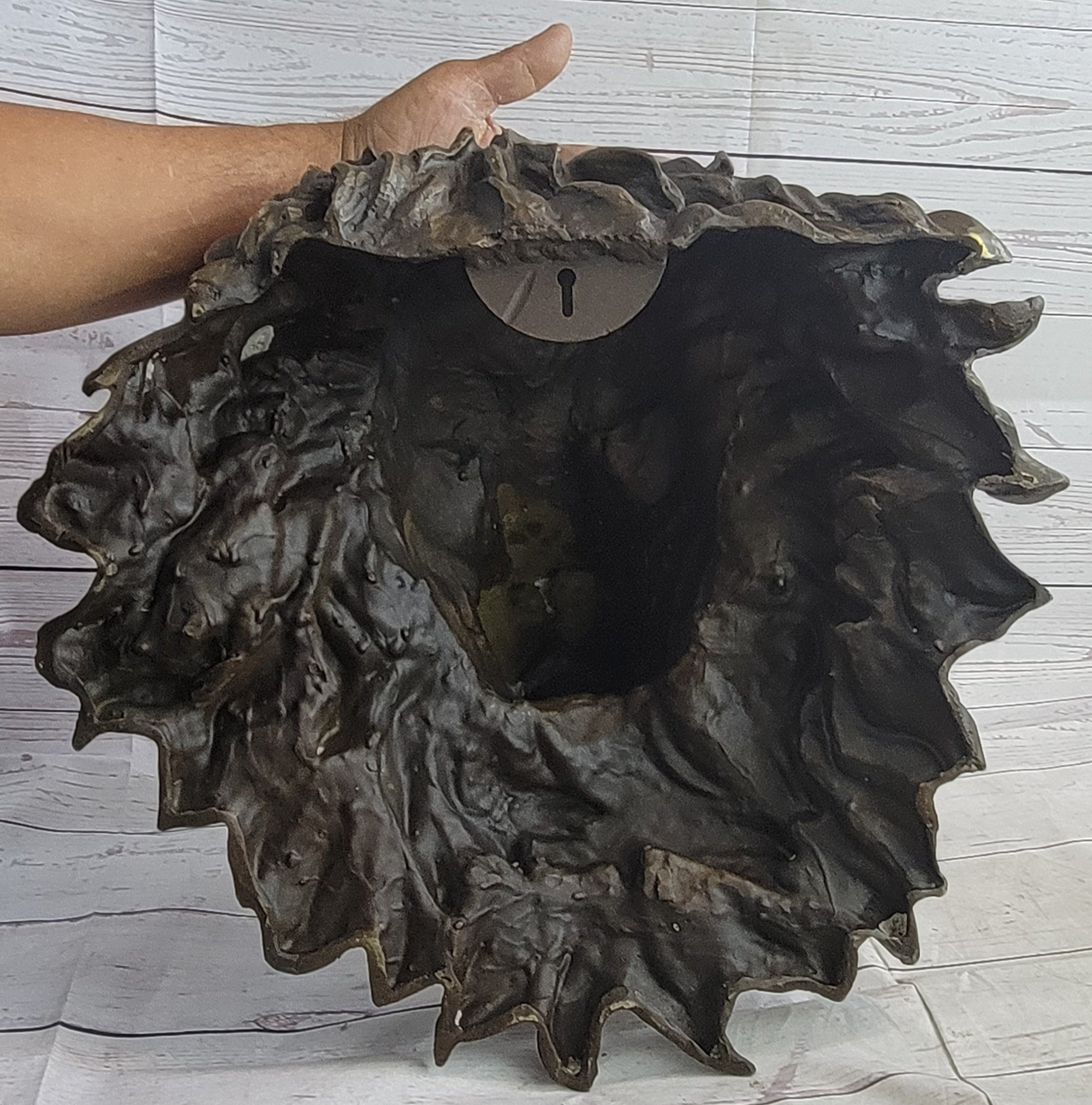 Wall Mounted Lion Head Bust Sculpture Signed Milo 18" x 18"