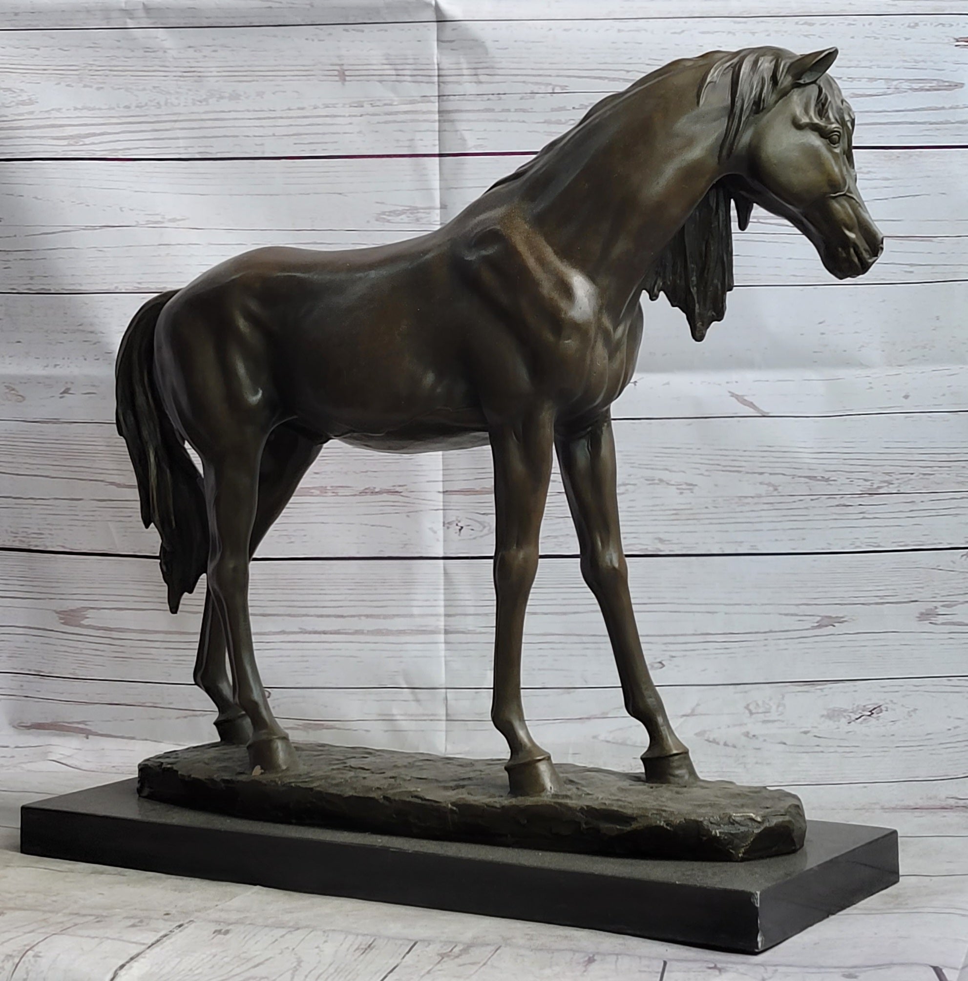 Bronze Horse Mare Equestrian Sculpture by PJ Mene on Marble Base