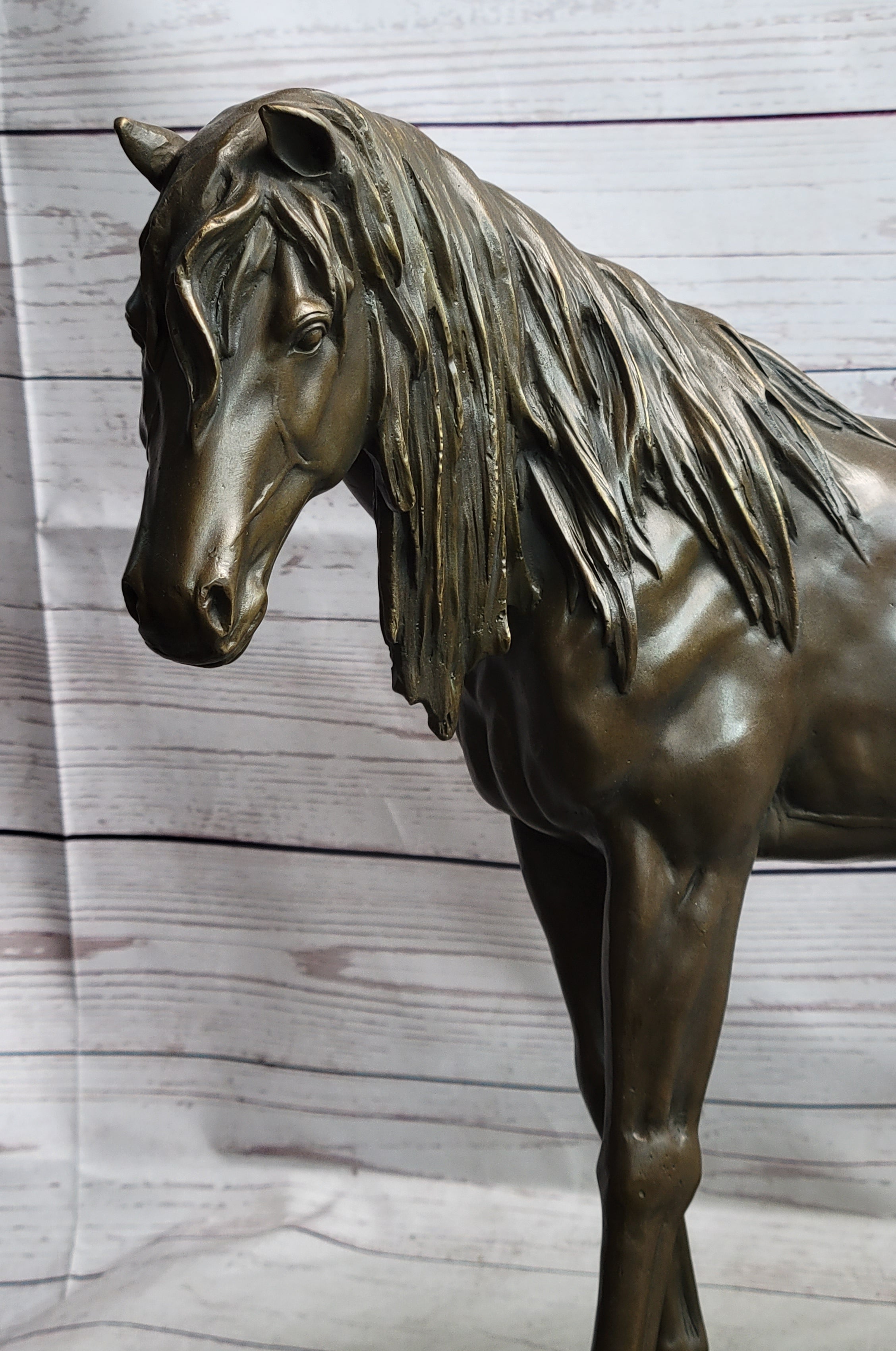 Bronze Horse Mare Equestrian Sculpture by PJ Mene on Marble Base