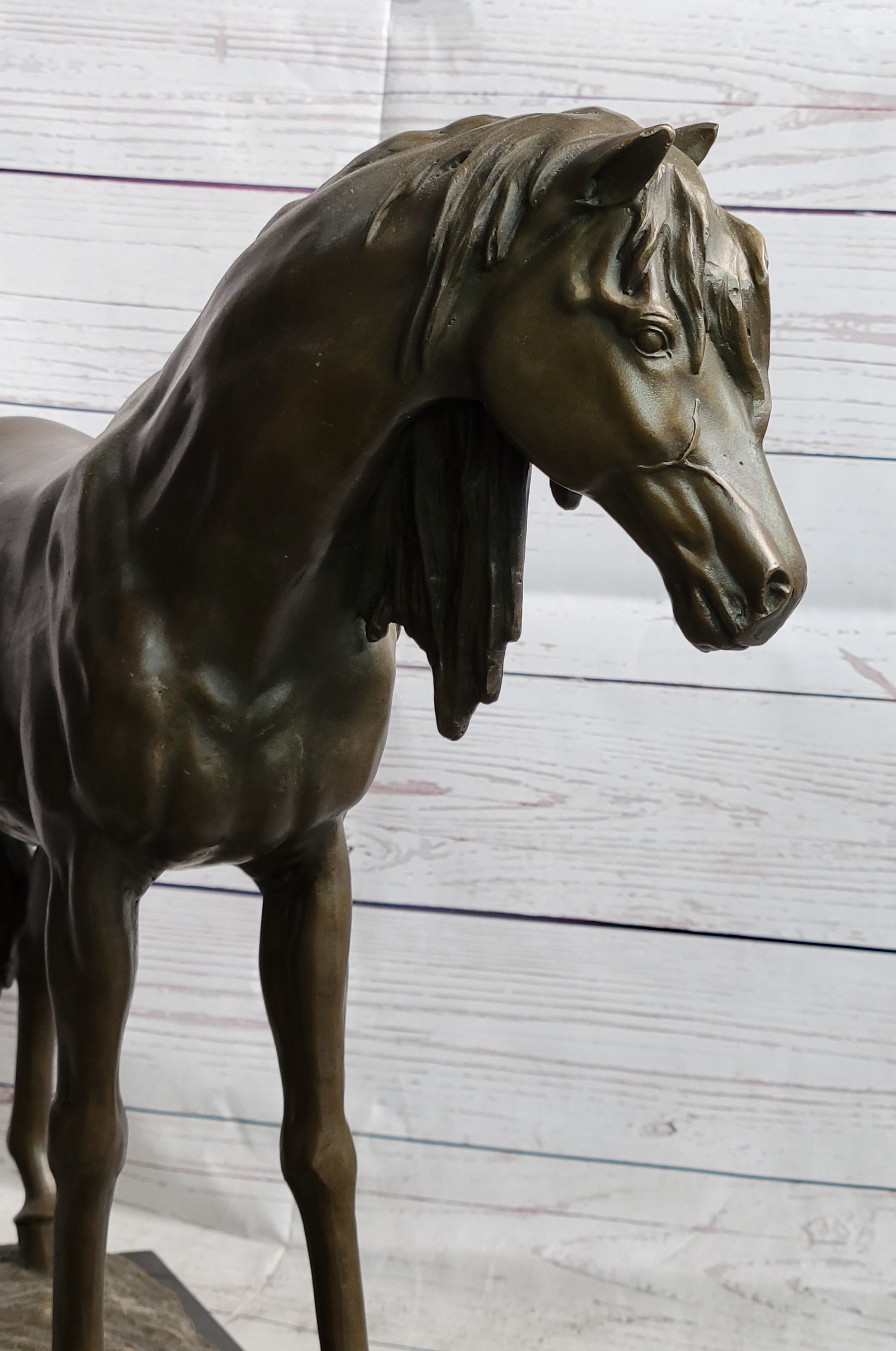 Bronze Horse Mare Equestrian Sculpture by PJ Mene on Marble Base