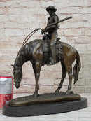 Western Cowboy on Horseback w/ Shotgun Bronze 16" x 14"