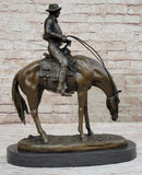 Western Cowboy on Horseback w/ Shotgun Bronze 16" x 14"