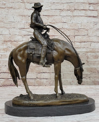 Western Cowboy on Horseback w/ Shotgun Bronze 16" x 14"