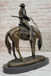 Western Cowboy on Horseback w/ Shotgun Bronze 16" x 14"
