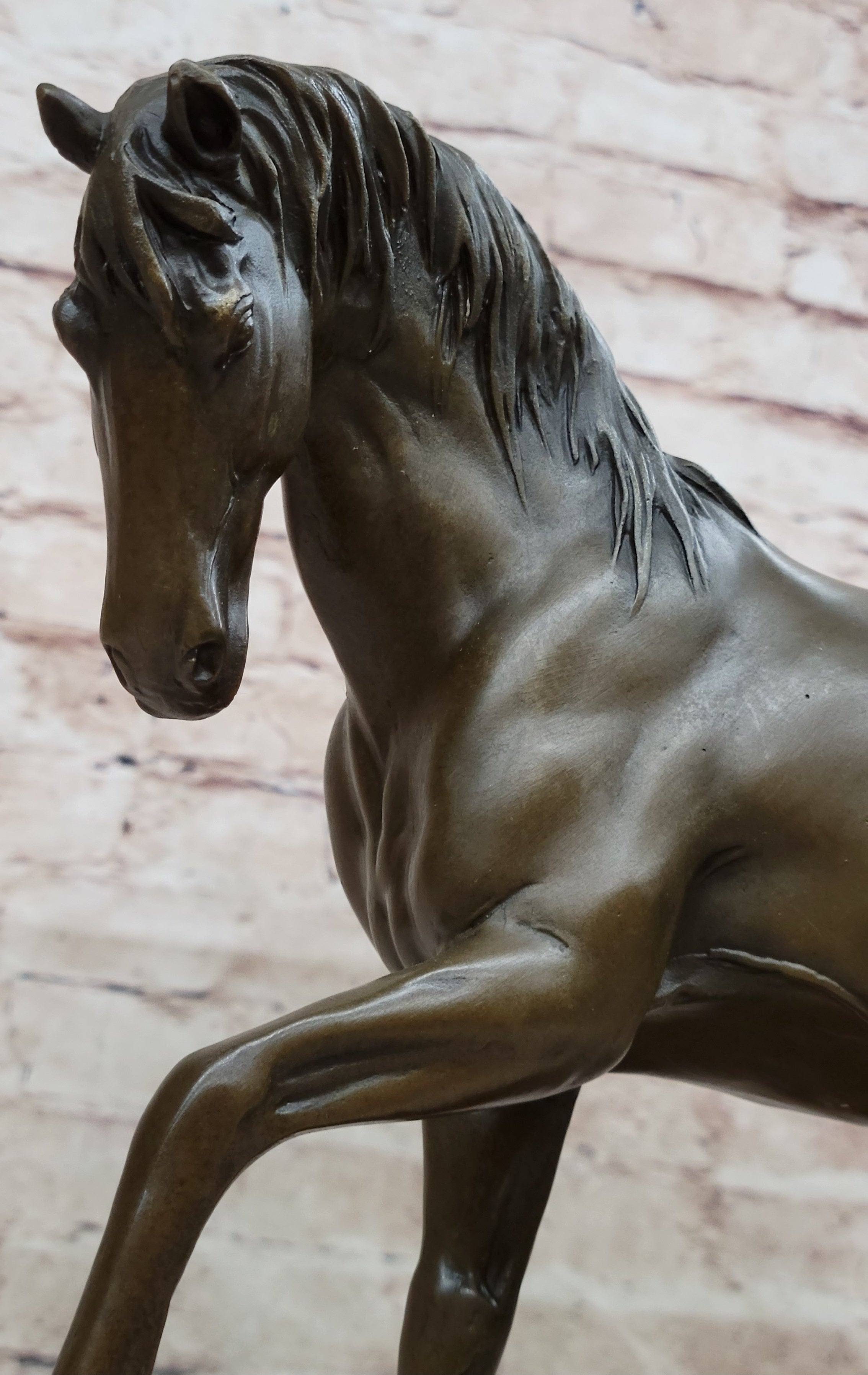Show Horse Mare Hot Cast Bronze Sculpture on Marble Base
