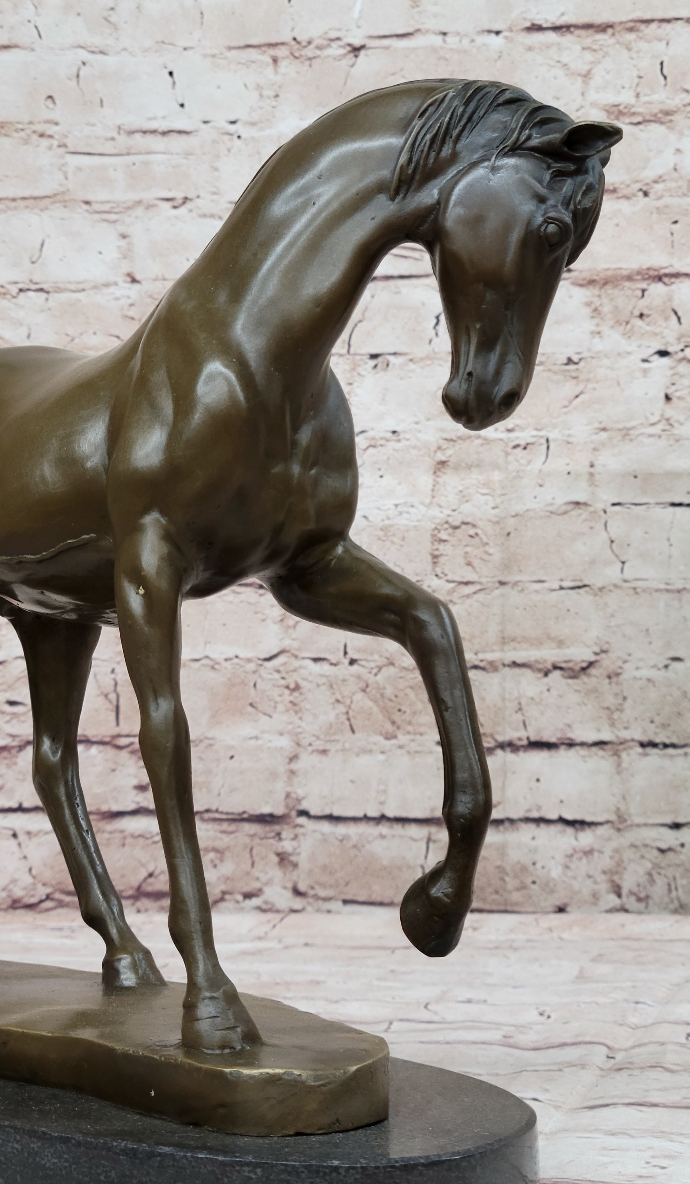 Show Horse Mare Hot Cast Bronze Sculpture on Marble Base
