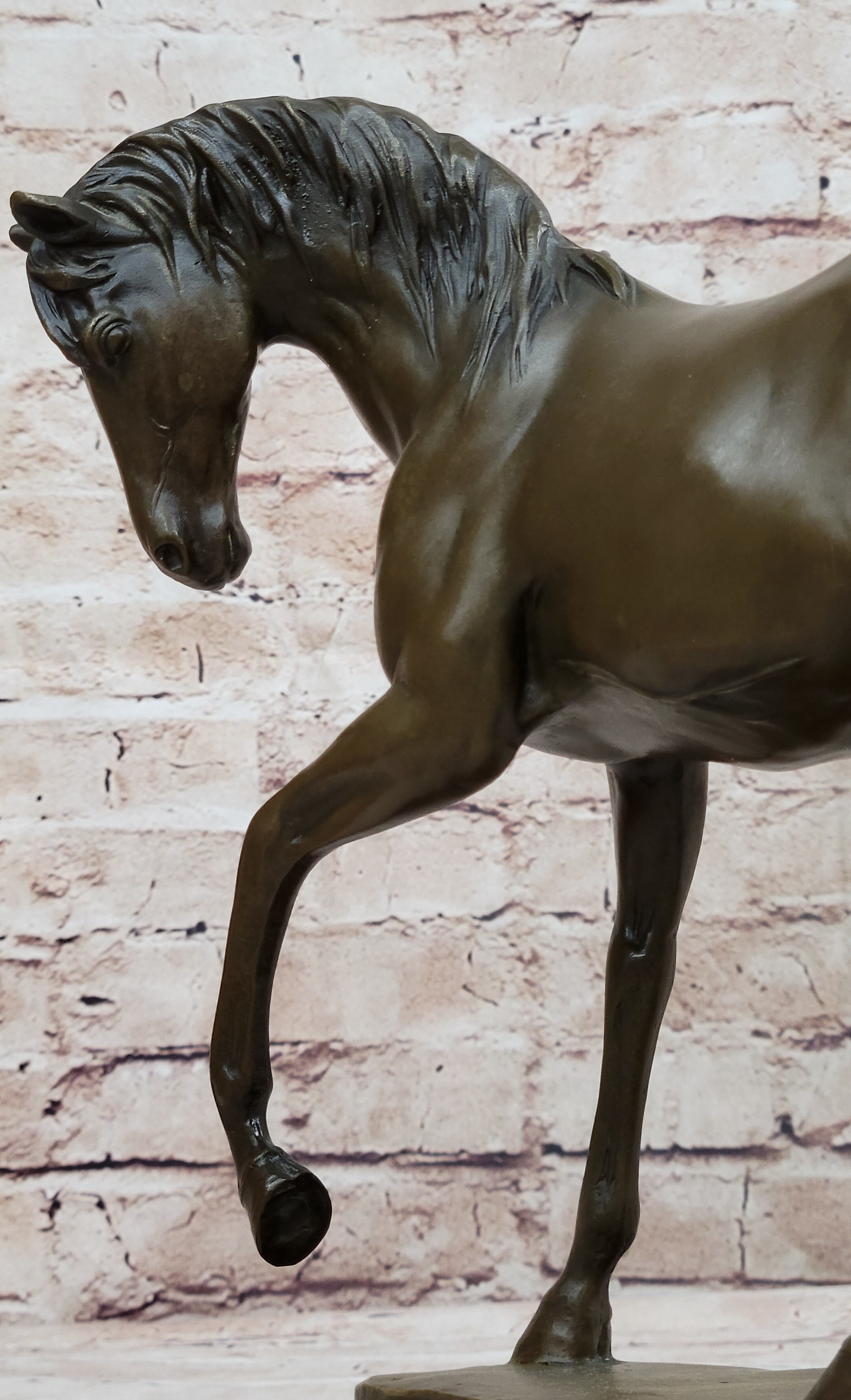 Show Horse Mare Hot Cast Bronze Sculpture on Marble Base