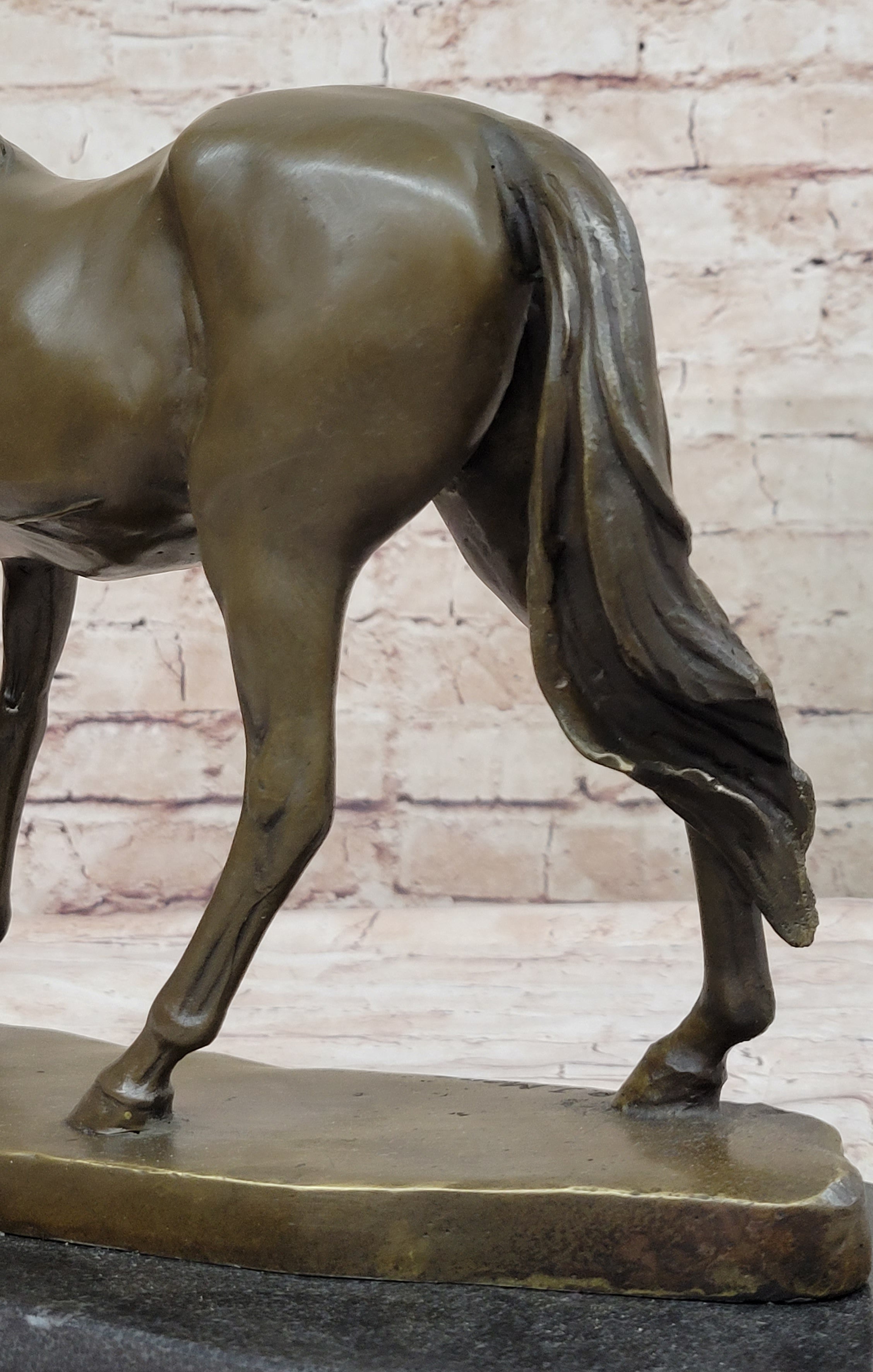 Show Horse Mare Hot Cast Bronze Sculpture on Marble Base