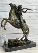Western Cowboy Firing Rifle on Horseback Bronze 14" x 12"