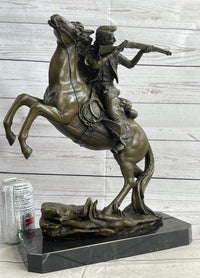 Western Cowboy Firing Rifle on Horseback Bronze 14" x 12"