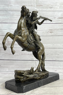 Western Cowboy Firing Rifle on Horseback Bronze 14" x 12"