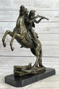 Western Cowboy Firing Rifle on Horseback Bronze 14" x 12"
