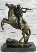 Western Cowboy Firing Rifle on Horseback Bronze 14" x 12"