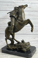 Western Cowboy Firing Rifle on Horseback Bronze 14" x 12"