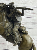 Western Cowboy Firing Rifle on Horseback Bronze 14" x 12"