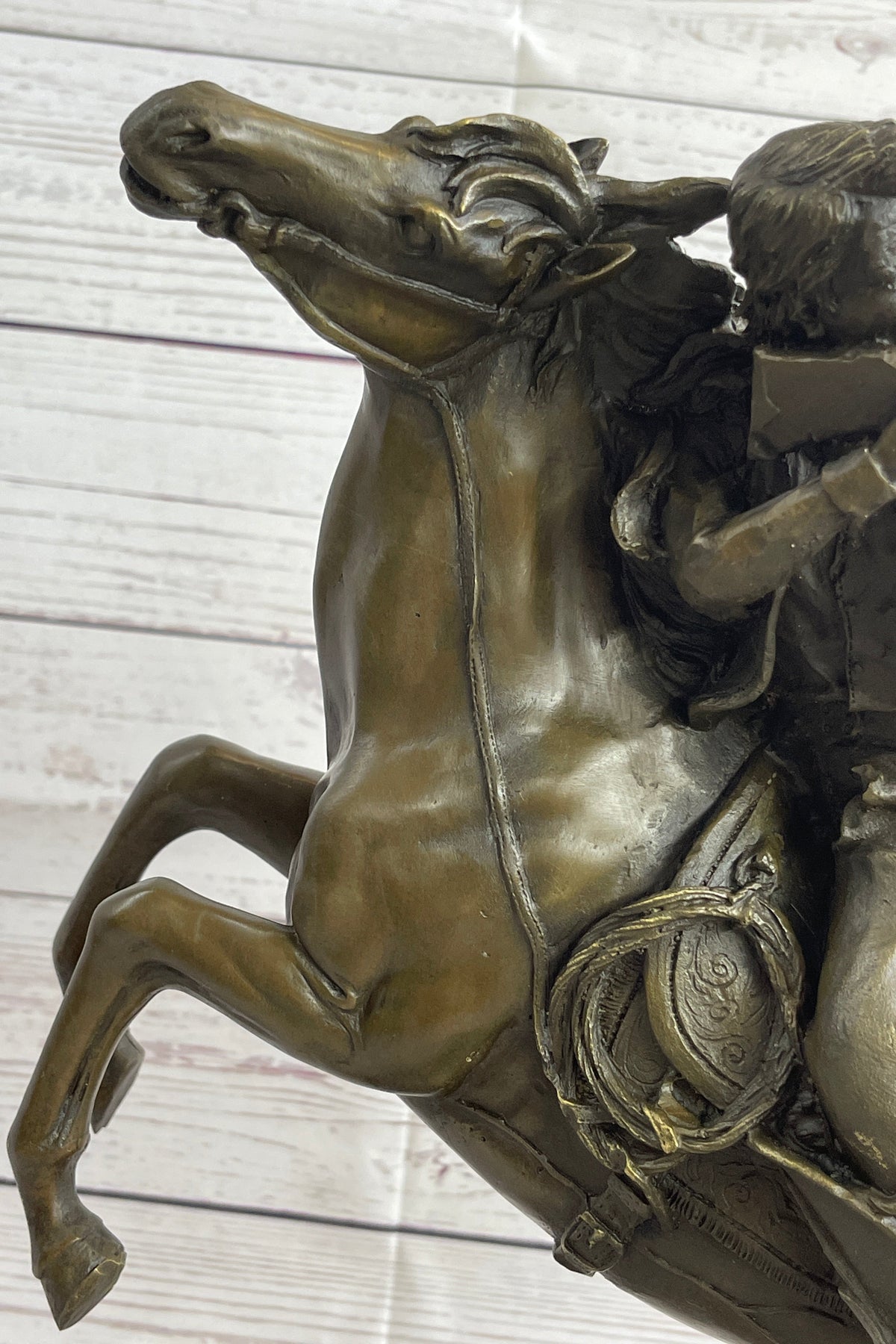 Western Cowboy Firing Rifle on Horseback Bronze 14" x 12"