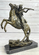 Western Cowboy Firing Rifle on Horseback Bronze 14" x 12"