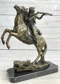 Western Cowboy Firing Rifle on Horseback Bronze 14" x 12"