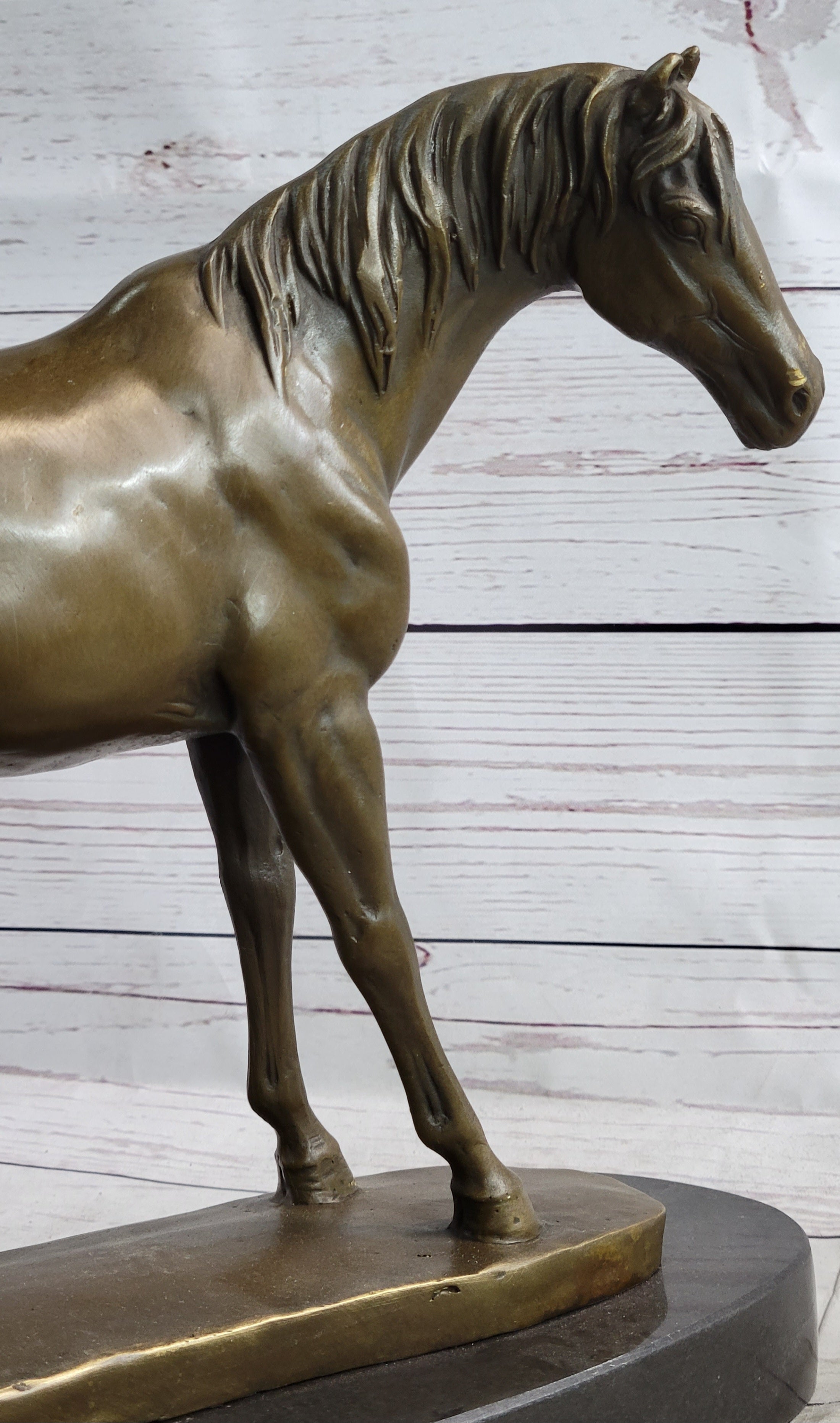 Arabian Horse Mare Bronze Sculpture on Marble Base