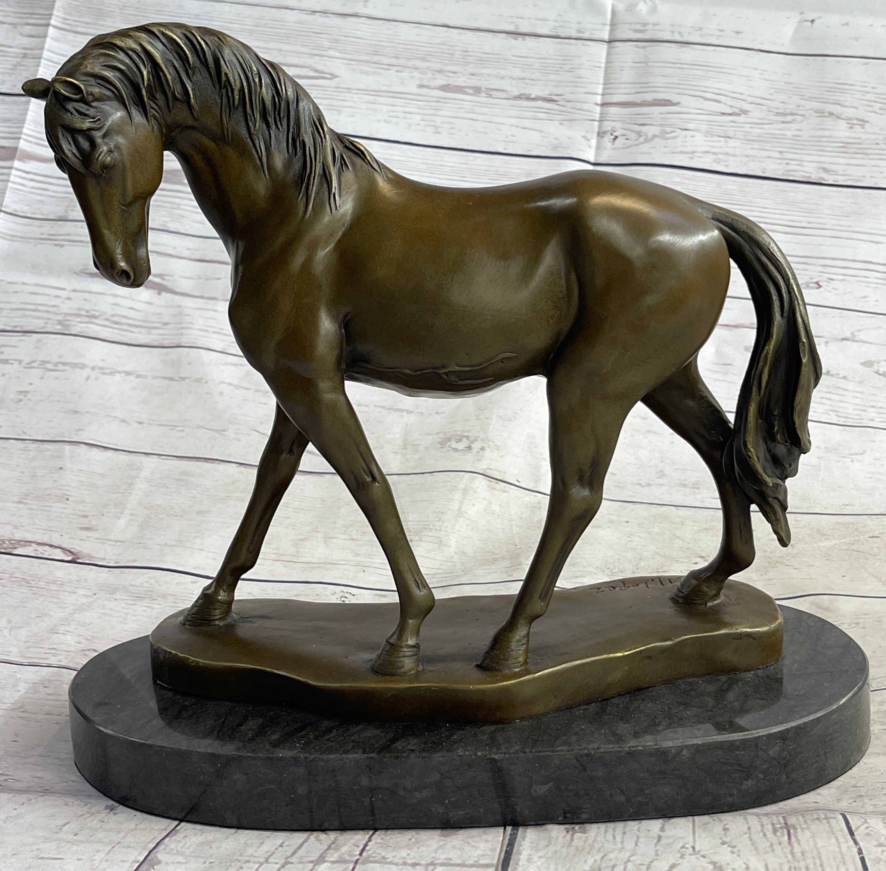 Arabian Horse Mare Bronze Sculpture on Marble Base 12" X 12.5"