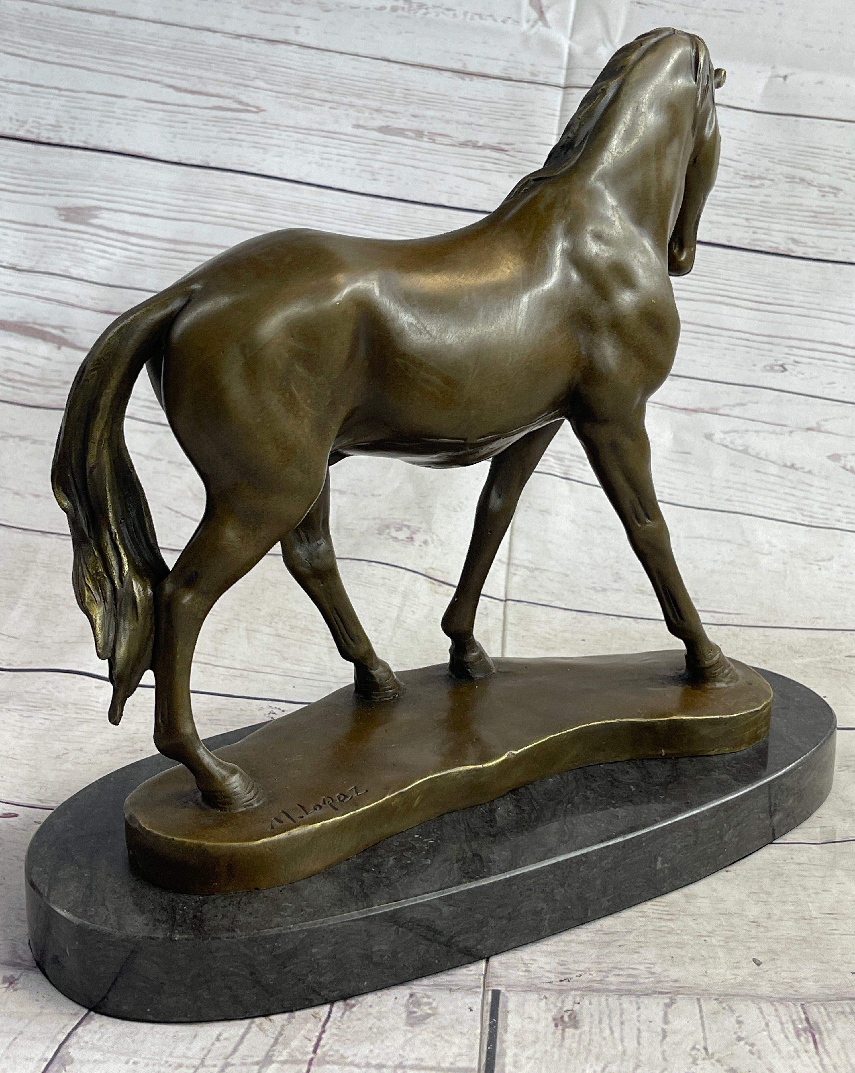 Arabian Horse Mare Bronze Sculpture on Marble Base 12" X 12.5"