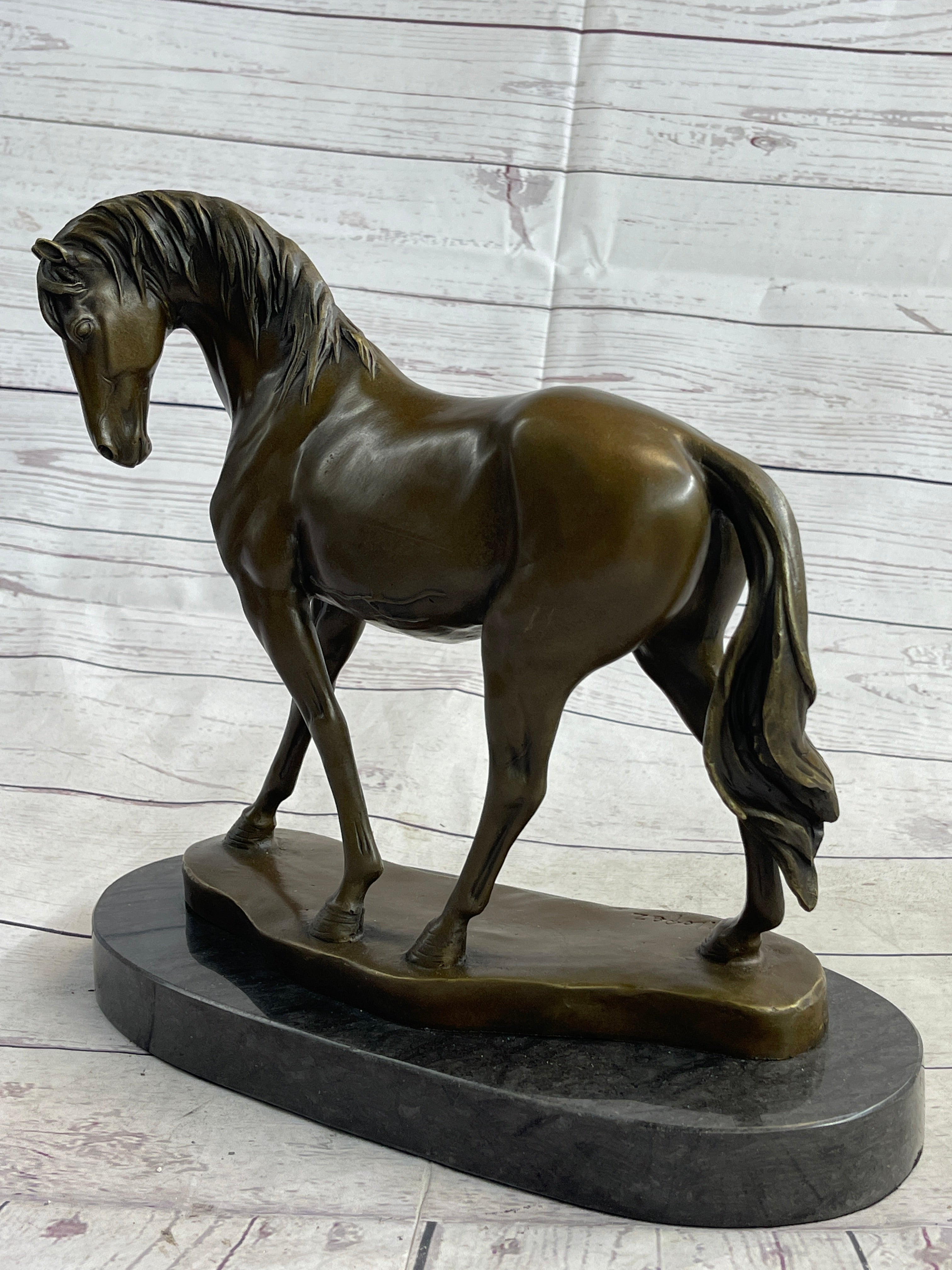 Arabian Horse Mare Bronze Sculpture on Marble Base 12" X 12.5"