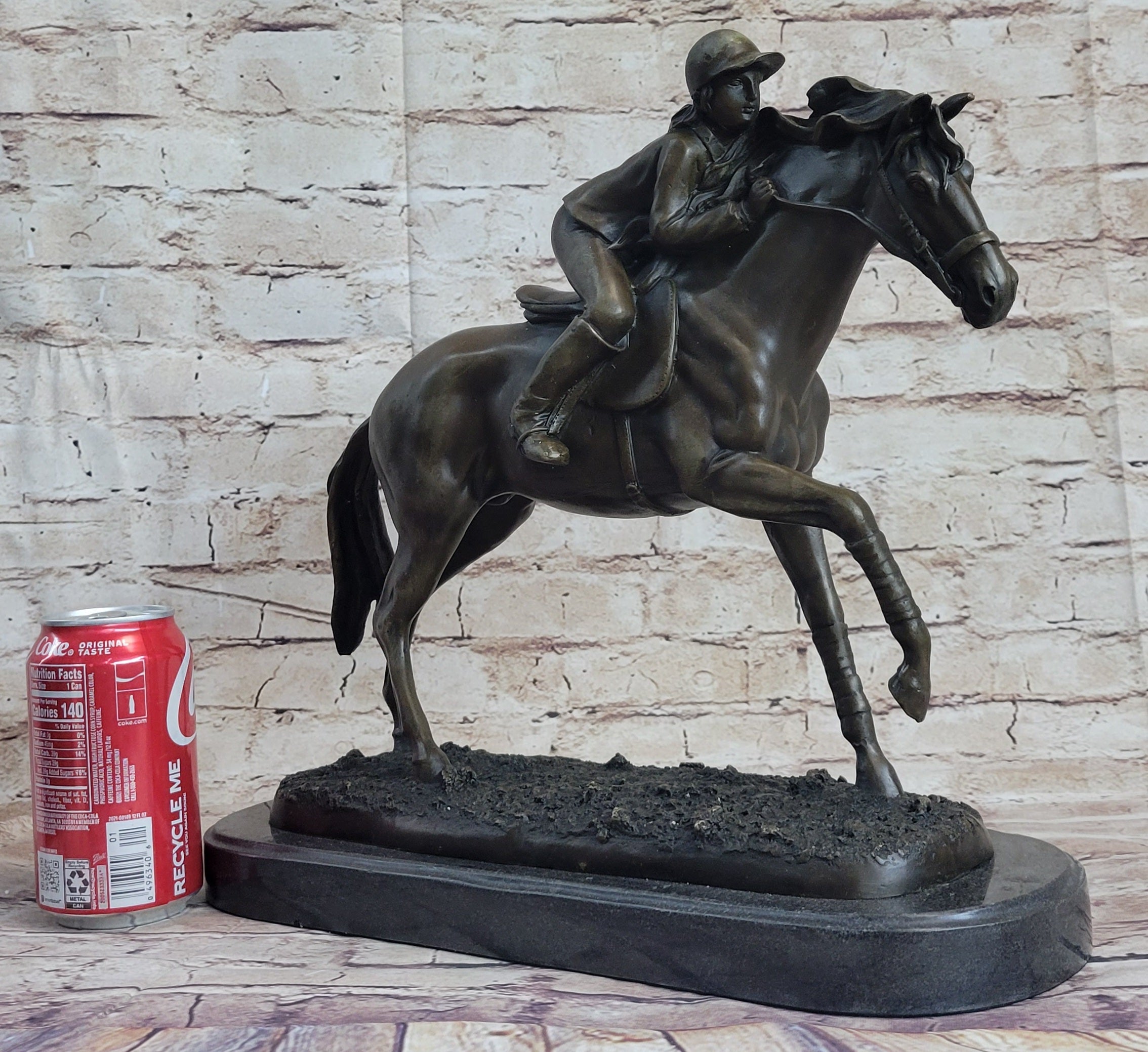 Jockey Equestrian Horse Race Bronze Sculpture Signed Art