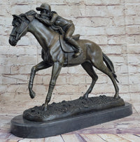 Jockey Equestrian Horse Race Bronze Sculpture Signed Art