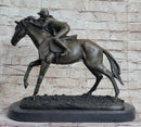 Jockey Equestrian Horse Race Bronze Sculpture Signed Art