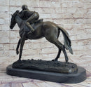 Jockey Equestrian Horse Race Bronze Sculpture Signed Art