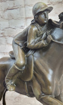 Jockey Equestrian Horse Race Bronze Sculpture Signed Art