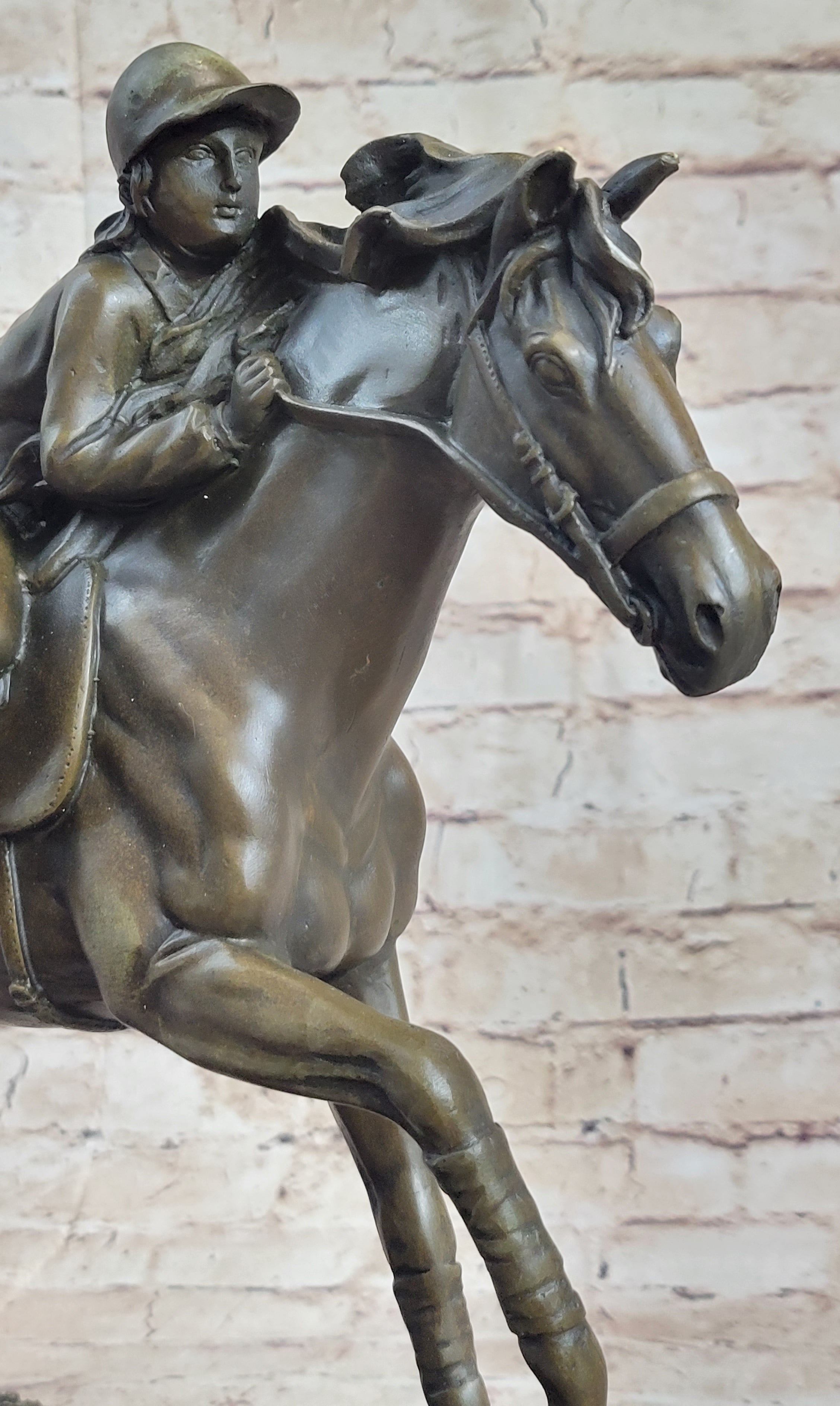 Jockey Equestrian Horse Race Bronze Sculpture Signed Art