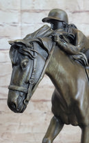 Jockey Equestrian Horse Race Bronze Sculpture Signed Art
