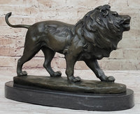 Signed African Male Lion King of Jungle Bronze Sculpture