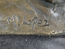 Signed African Male Lion King of Jungle Bronze Sculpture