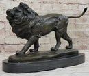 Signed African Male Lion King of Jungle Bronze Sculpture
