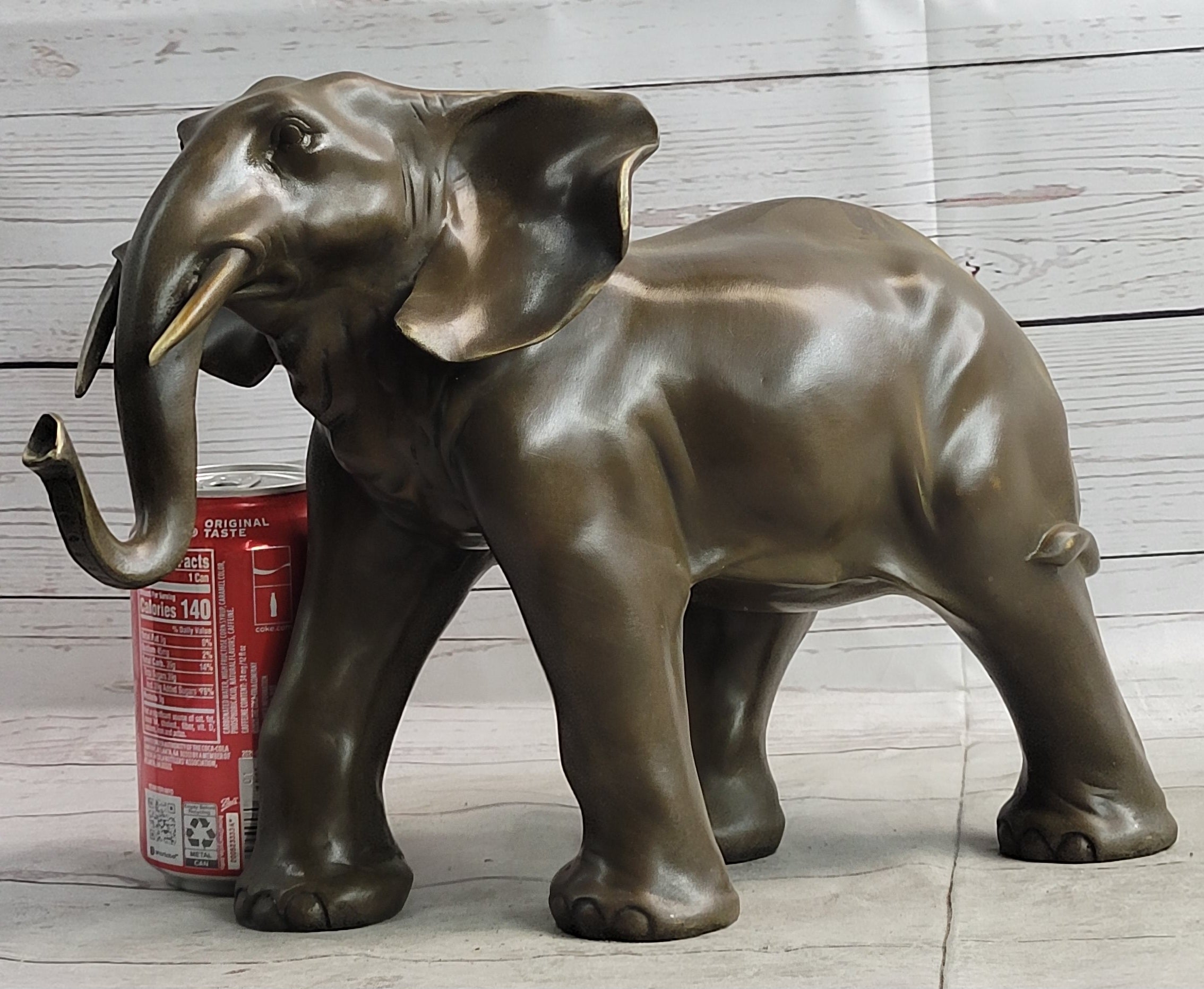 Smooth Elephant Bronze Metal Figure Sculpture Collectible