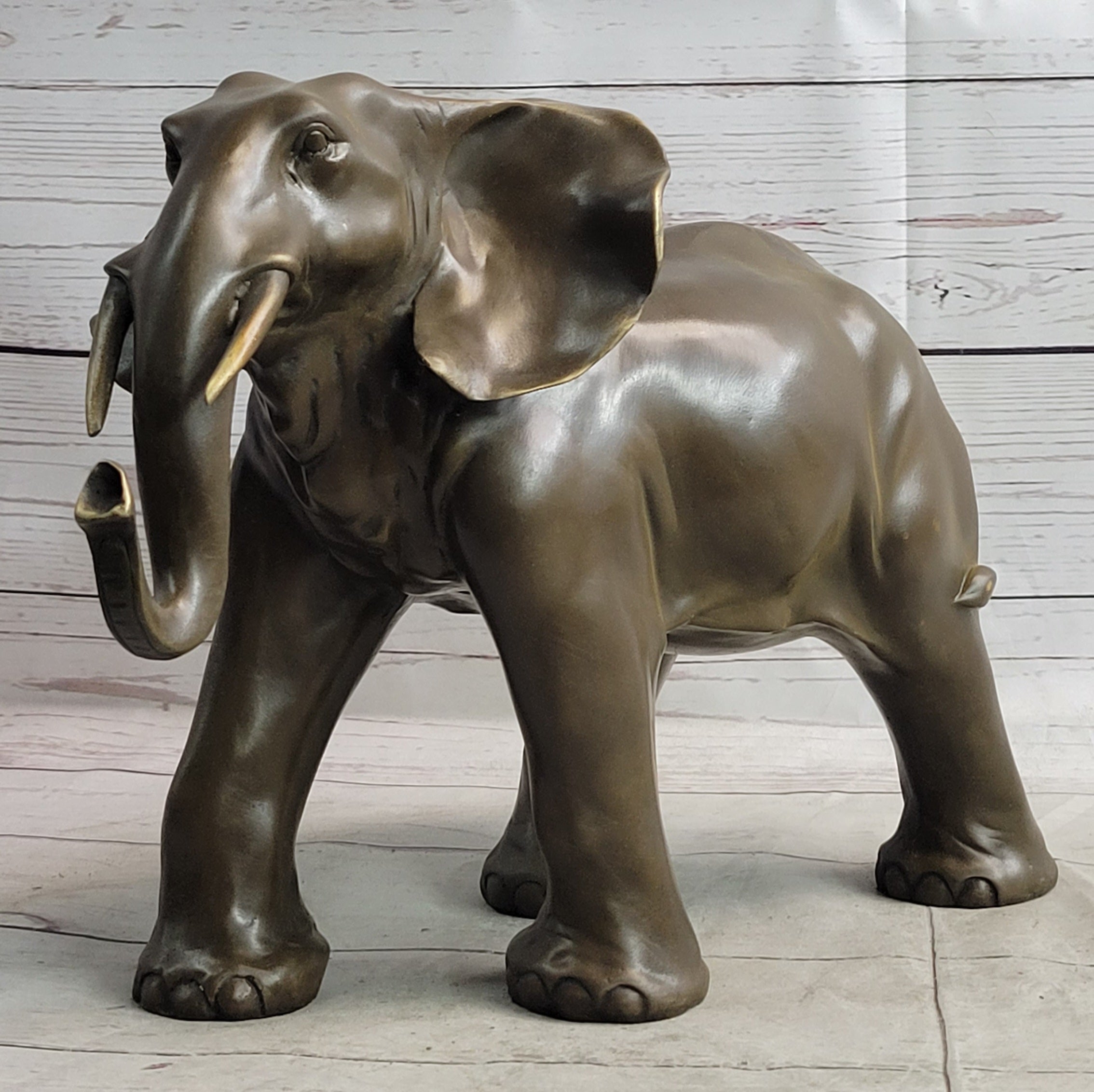 Smooth Elephant Bronze Metal Figure Sculpture Collectible