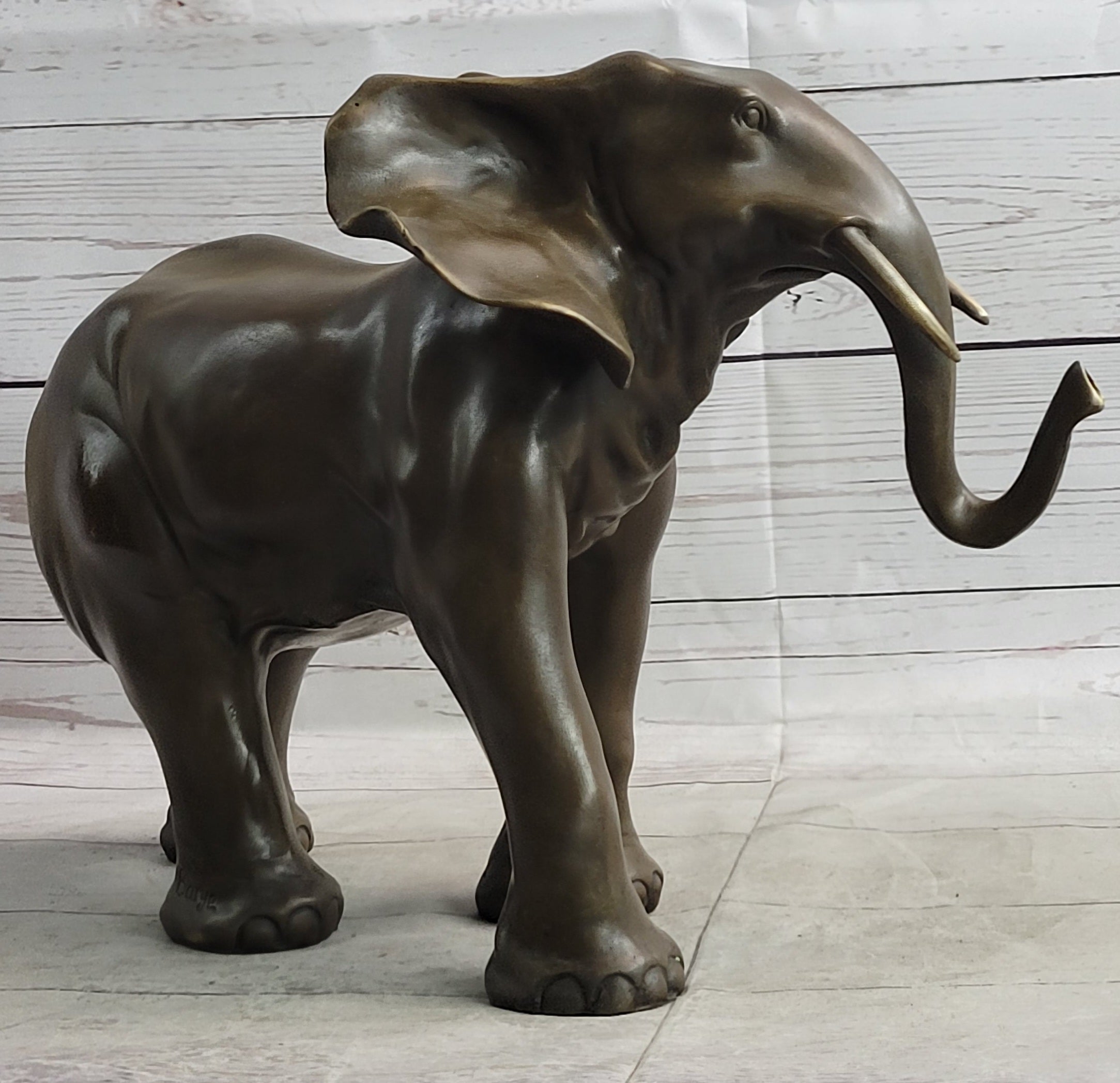 Smooth Elephant Bronze Metal Figure Sculpture Collectible