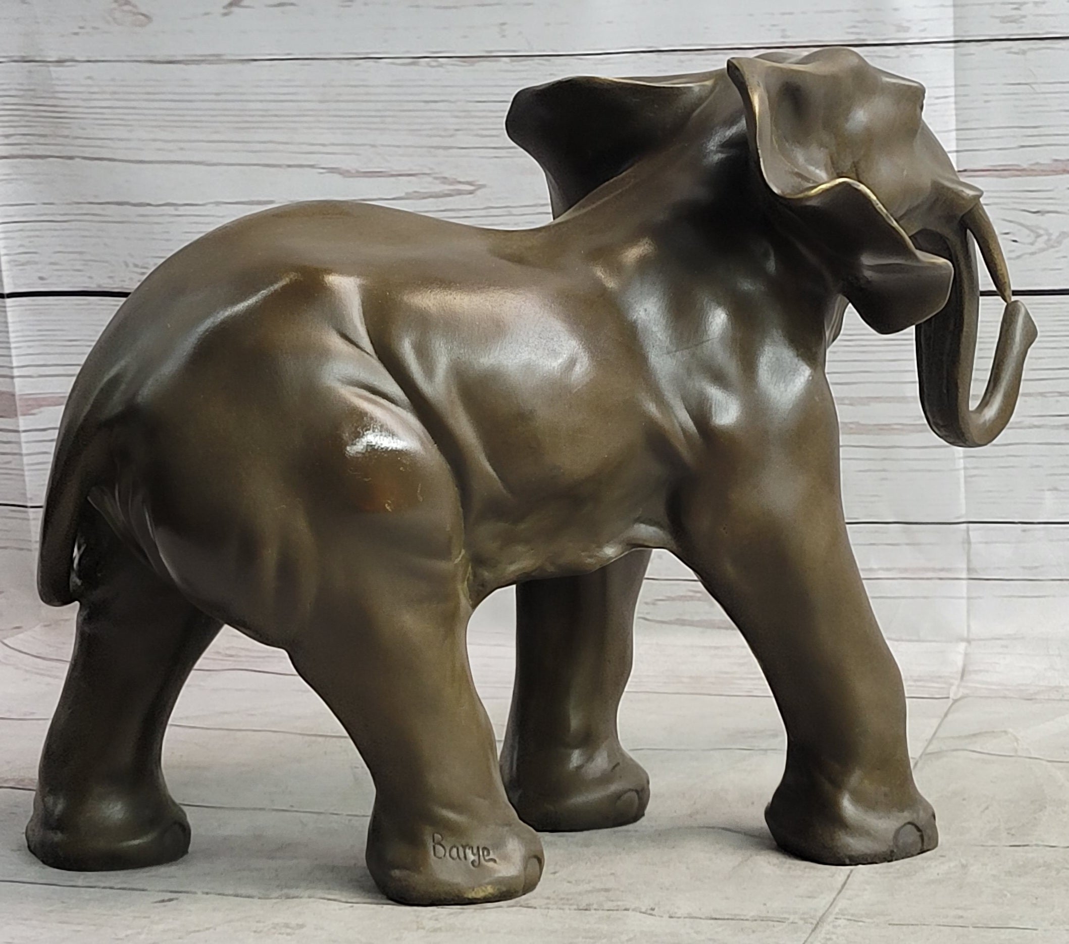 Smooth Elephant Bronze Metal Figure Sculpture Collectible