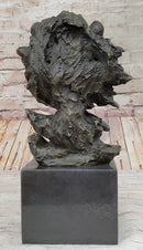 African Lion Bust Bronze Sculpture by Barye
