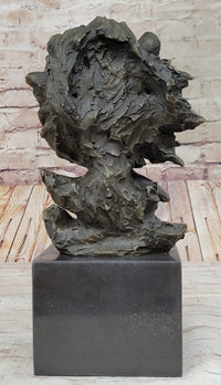 African Lion Bust Bronze Sculpture by Barye