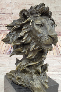 African Lion Bust Bronze Sculpture by Barye