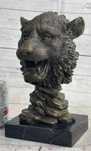 Cougar Lion Big Cat Predator Bust Bronze on Marble Base 12" x 7"