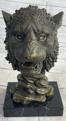 Cougar Lion Big Cat Predator Bust Bronze on Marble Base 12" x 7"