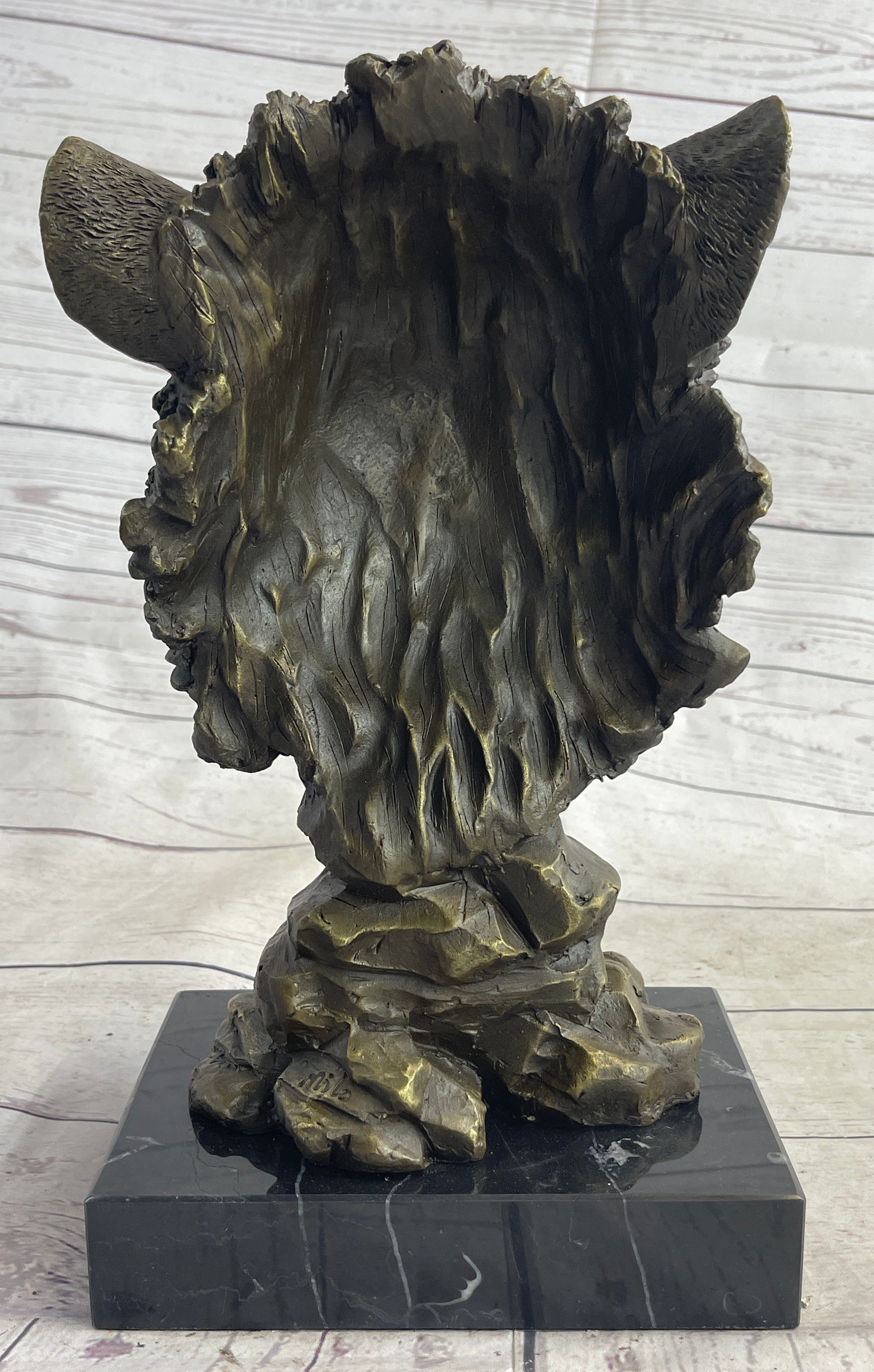 Cougar Lion Big Cat Predator Bust Bronze on Marble Base 12" x 7"